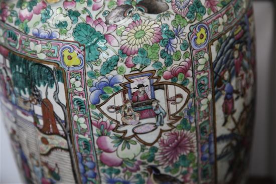 A massive Chinese famille rose floor vase, mid 19th century, 89.5cm, broken and repaired